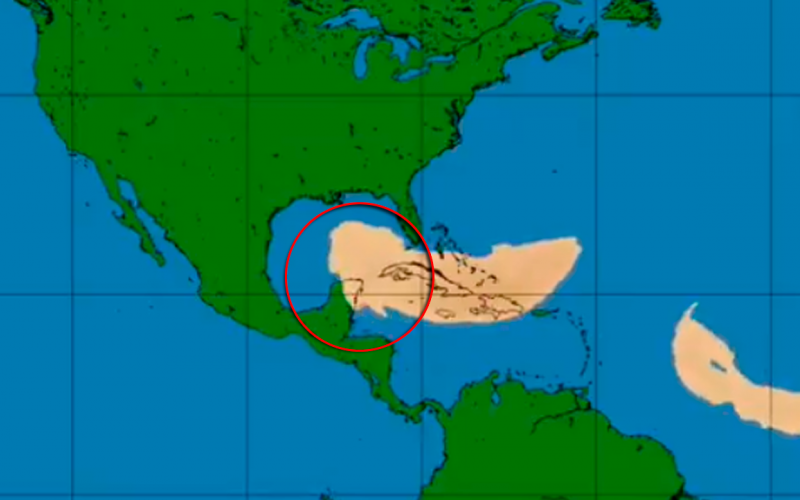 Nube de polvo del Sahara prevén que llegara el día de hoy a la península de Yucatan