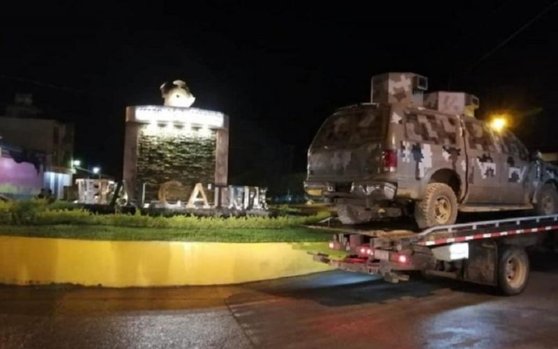 Tras enfrentamiento de sicarios recuperan camioneta del CJNG 