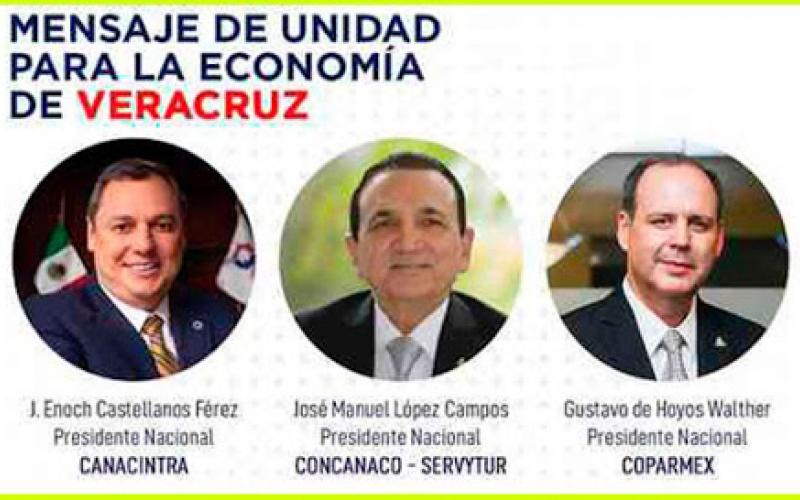  Concanaco, Coparmex y Canacintra se meten en Veracruz