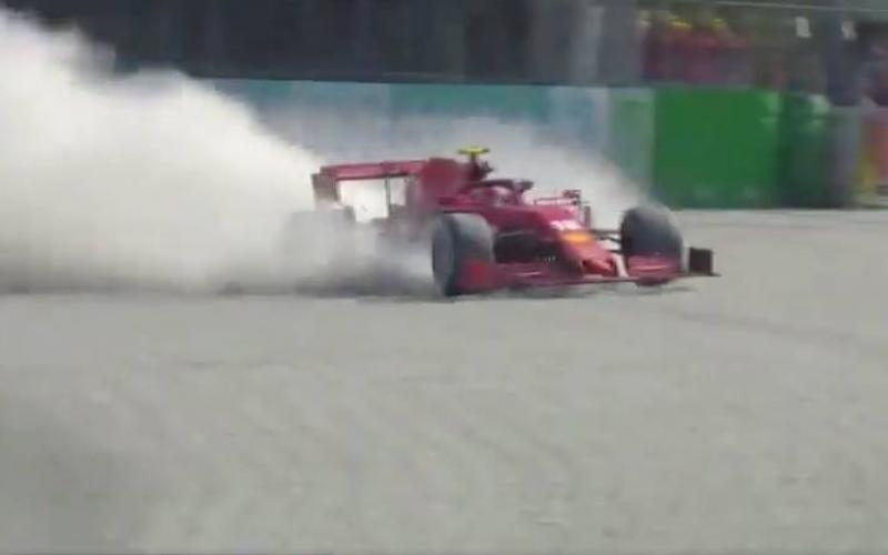 Así fue el choque de Leclerc en el GP de Italia