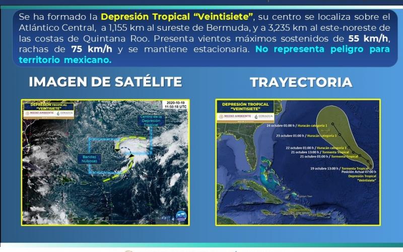 Se esperan lluvias en Campeche, Chiapas, Quintana Roo, Tabasco, Veracruz y Yucatán
