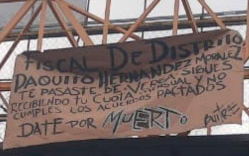 Con mensaje " date por muerto" amenazan a fiscal de distrito en Xalapa Veracruz