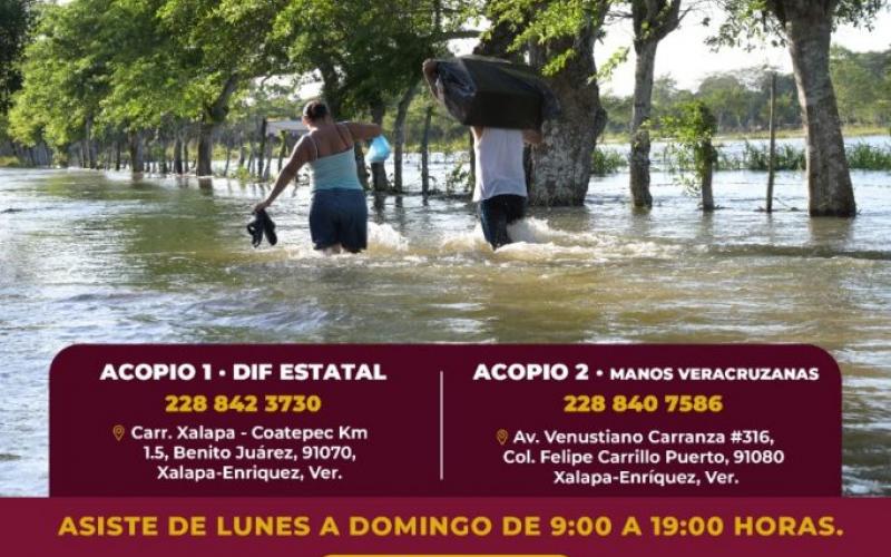 DIF de Veracruz abre dos centros de acopio para ayudar a damnificados de la zona sur