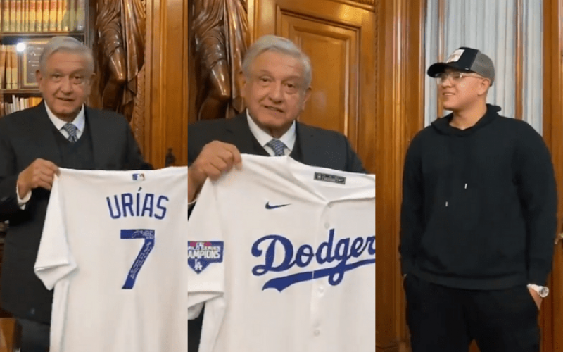  AMLO, recibe en Palacio Nacional al pítcher de los Dodgers, Julio Urías