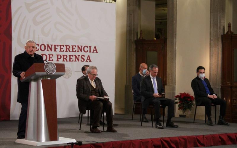 El presidente Andrés Manuel López Obrador durante su conferencia de prensa matutina en Palacio Nacional, el 29 de diciembre de 2020.