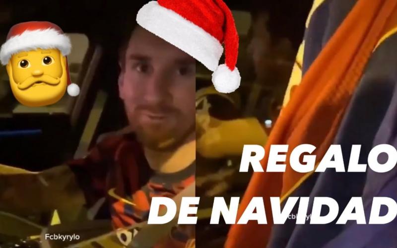 Adelanta Lionel Messi Navidad a aficionado en el Camp Nou