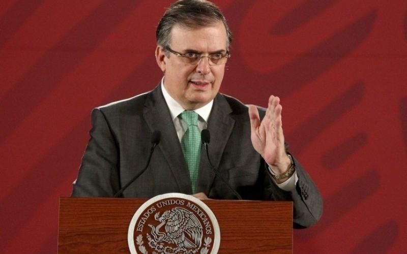 El canciller Marcelo Ebrard, durante una conferencia de prensa en Palacio Nacional, en imagen de archivo.