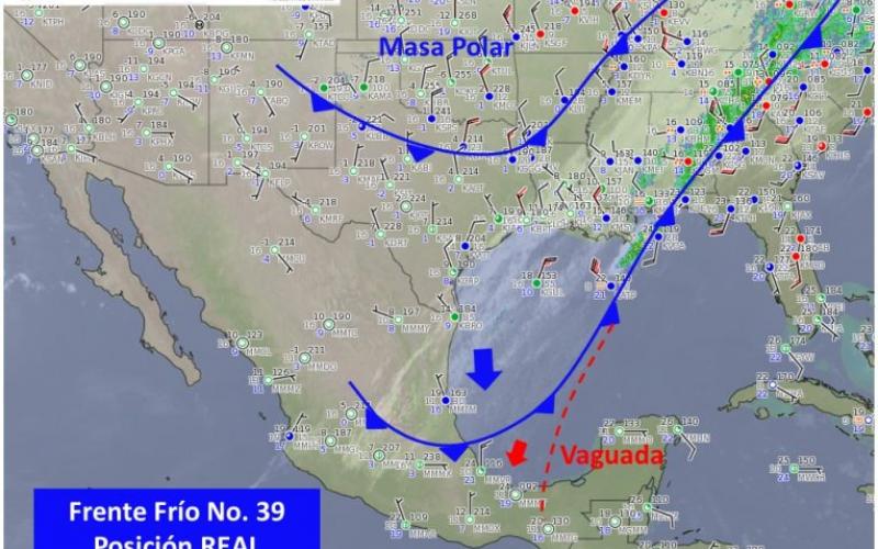 Alerta Gris por frente frio 39, evento del norte y lluvia en Veracruz