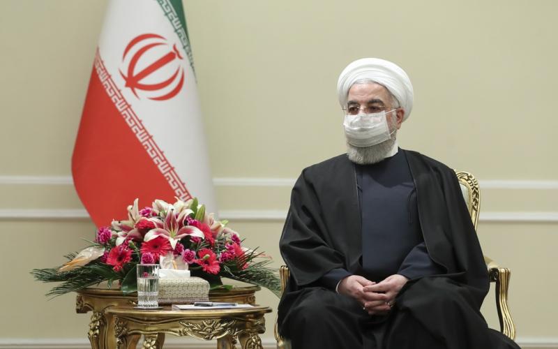 El presidente iraní Hassan Rouhani durante una reunión con el canciller irlandés Simon Coveney, en Teherán, Irán, el 7 de marzo de 2021