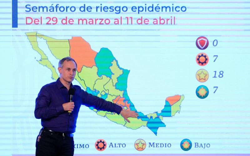 El subsecretario Hugo López-Gatell Ramírez informa sobre el semáforo epidemiológico que será vigente del 29 de marzo al 11 de abril.
