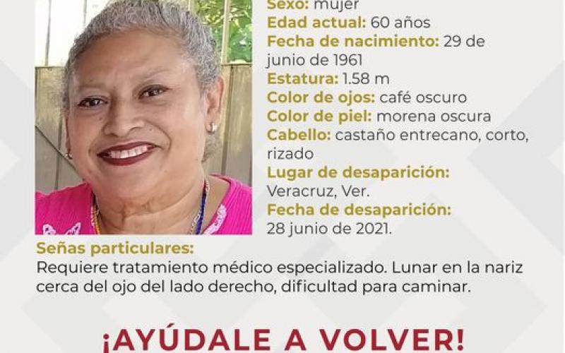 Buscan a adulta mayor desaparecida en Veracruz