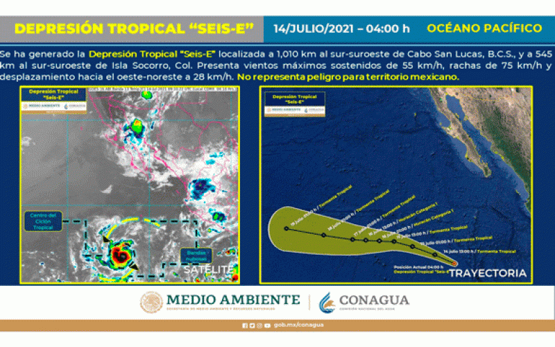 Alerta Depresión Tropical Seis-E en el Pacífico