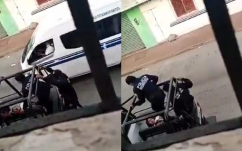 Policías municipales patean en la cara a mujer esposada