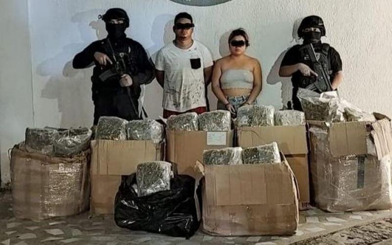 Decomisan 65 kilos de marihuana y detienen a dos en Playa del Carmen