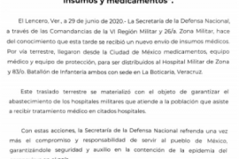 Sedena recibe insumos para hospitales COVID-19 en Veracruz