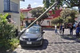  Operador de grúa arrasa con postes de luz y telefonía en colonia Pumar