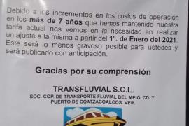 La Sociedad "Cooperativa de Transporte Fluvial" a partir del 1 de enero de 2021 incrementará el pasaje de las lanchas particulares