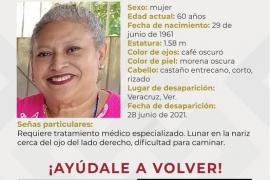 Buscan a adulta mayor desaparecida en Veracruz